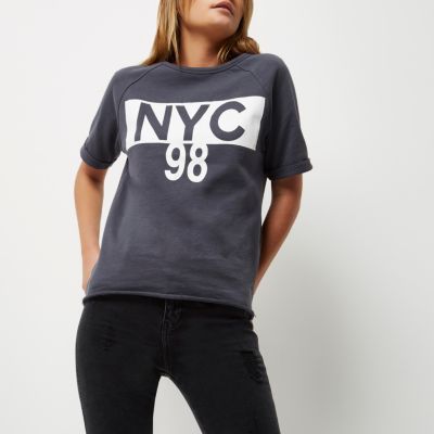 Grey &#39;NYC&#39; print T-shirt